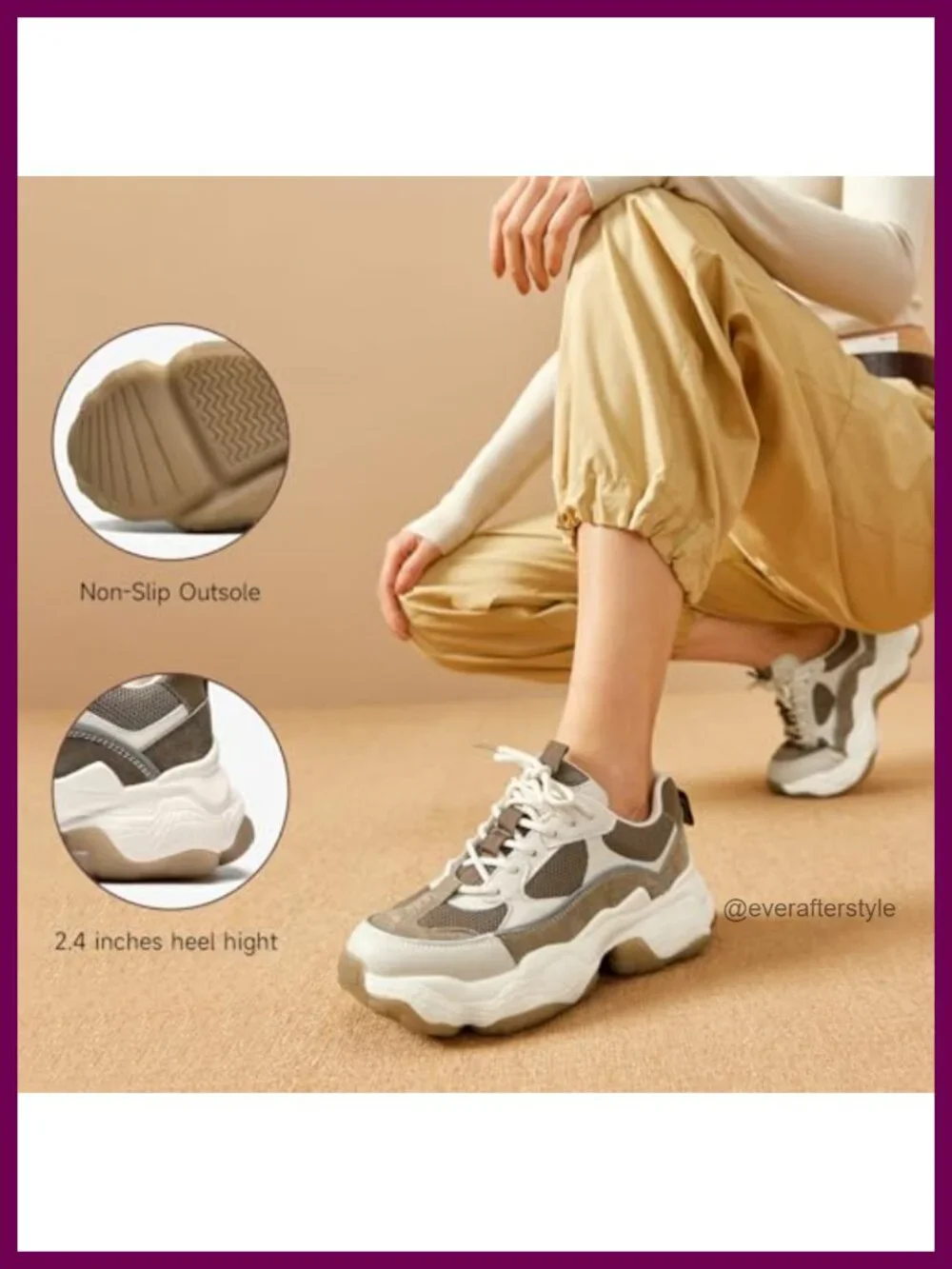 Chunky Platform Sneakers Women Lace Up Casual Dad Shoes Pig Suede Leather